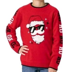 New Holiday Time Santa With Sunglasses Christmas Red Sweater